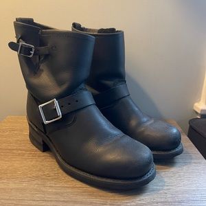 Gently used Frye Double buckle black ankle booties